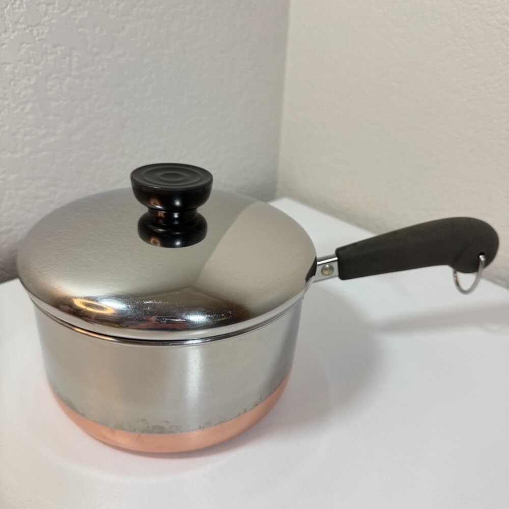 VTG Revere Ware 1-1/2 Qt-00f Saucepan Stainless Steel Copper Clad w/ Lid GUC